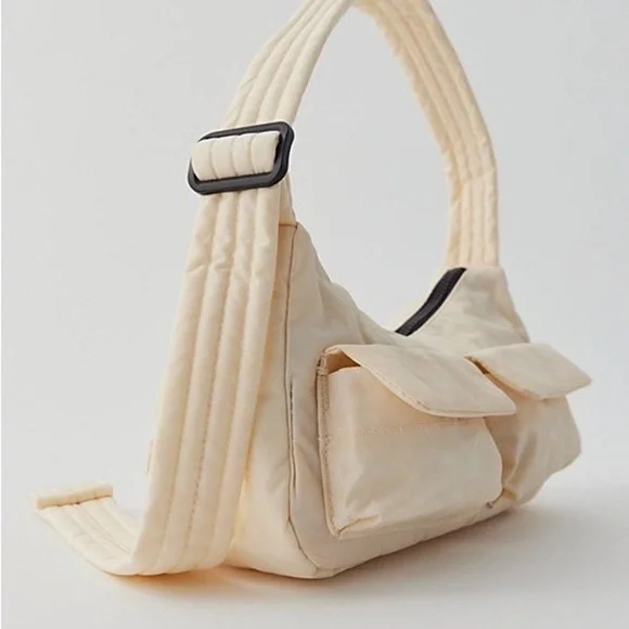 NWT BAGGU Cargo Nylon Shoulder Bag - Ivory - Picture 2 of 13